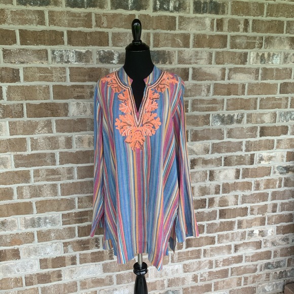 Soft Surroundings Tops - Soft Surroundings "Turin Tunic" Striped Colorful